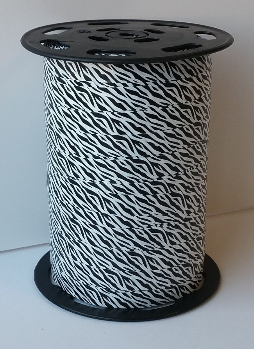 Krullint met Zebra Print 10  mm x 225 mtr (1 st) [HV-PLS10Z]